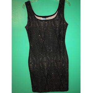 Black knitted fitted party dress